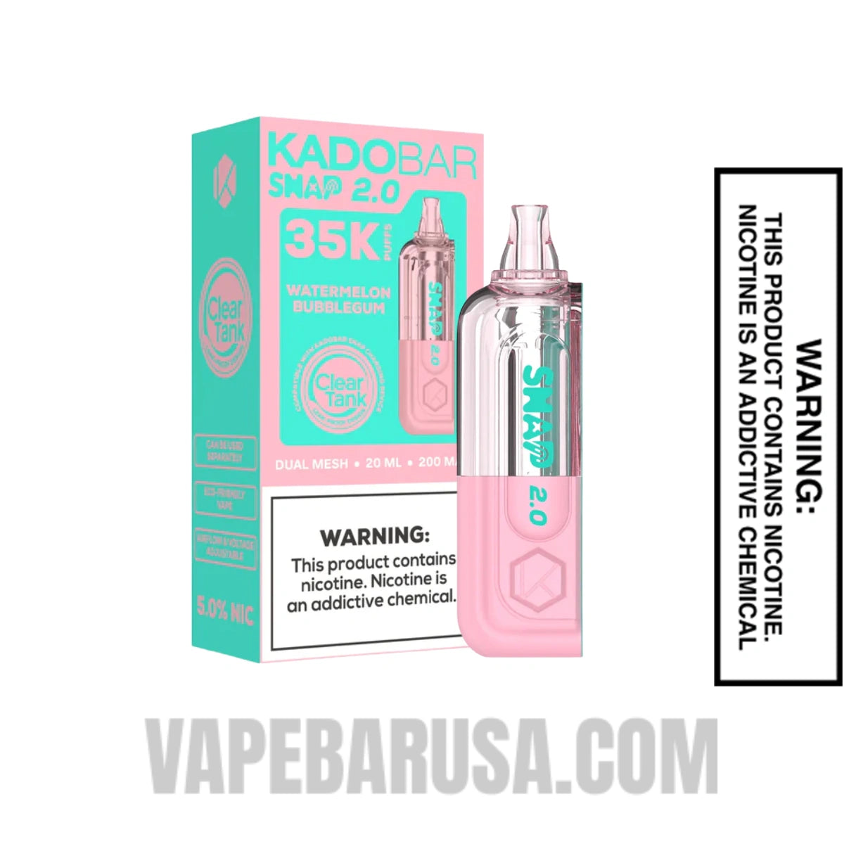 Watermelon Bubblegum Kado Bar Snap 2.0 35K Disposable Vape Pod With Package Box