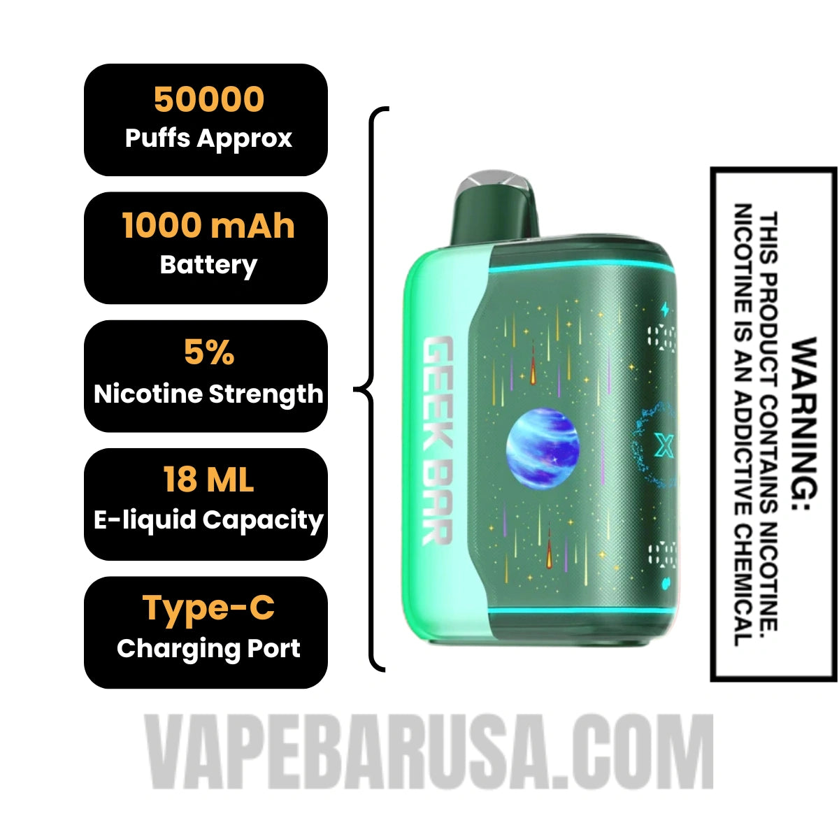 Watermelon Bull Geek Bar Pulse X2 Disposable Vape Specifications