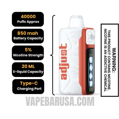 Watermelon Ice Adjust MyCool 40K Disposable Vape Specifications
