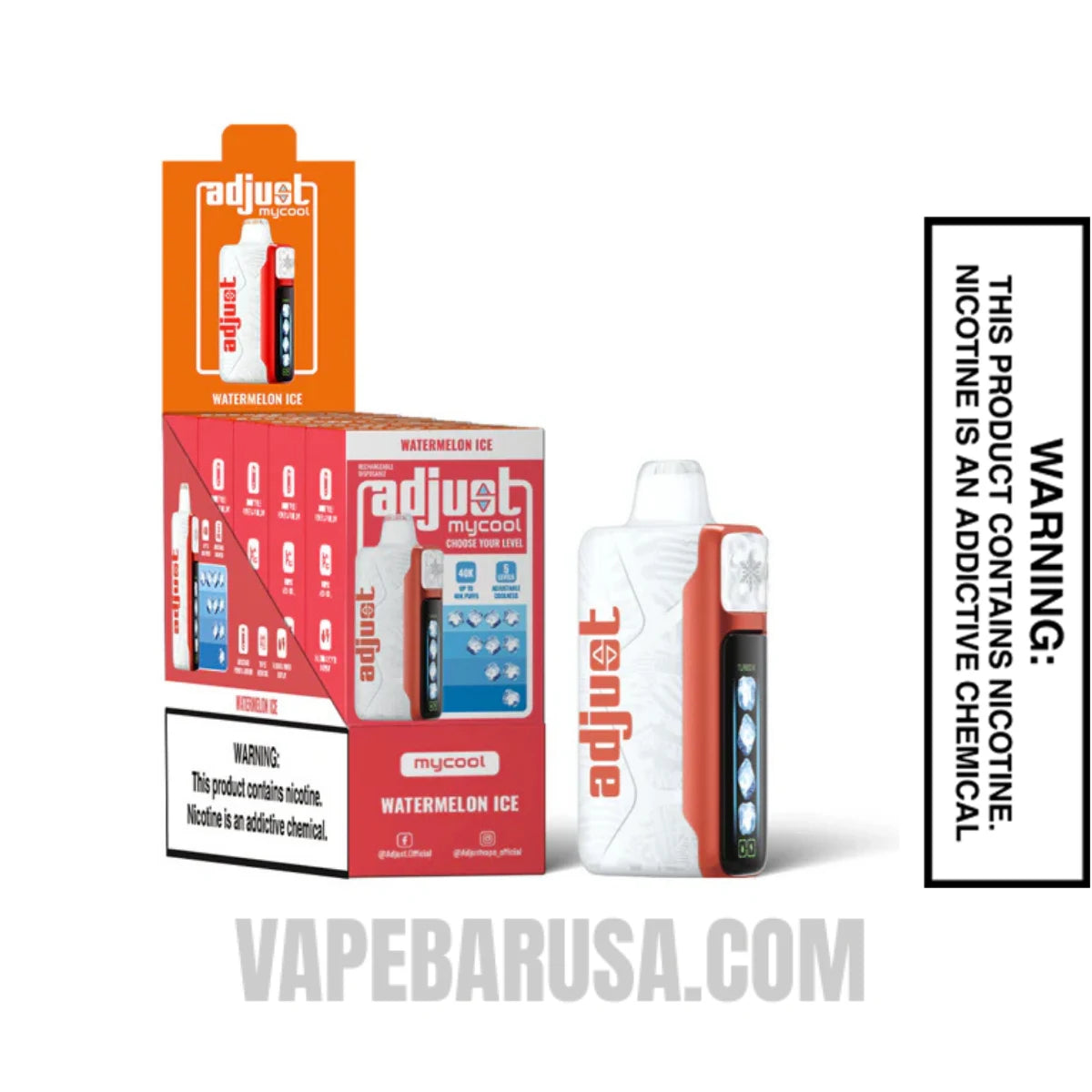 Watermelon Ice Adjust MyCool 40K Disposable Vape With Bundle box
