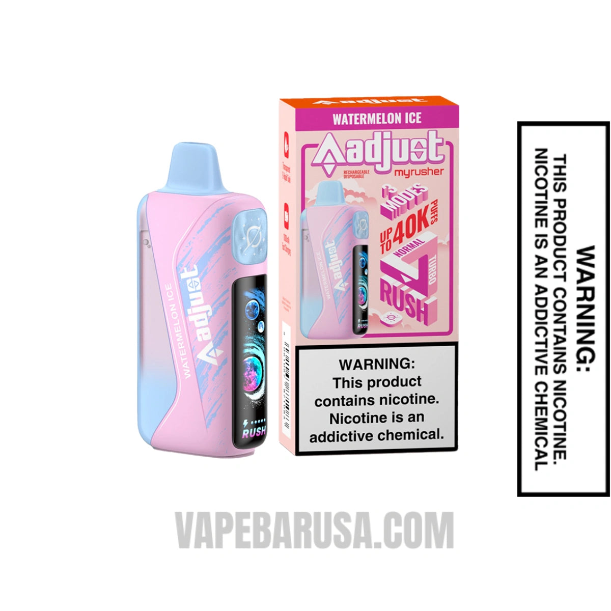 Watermelon Ice Adjust MyRusher 40K Disposable Vape With Package Box