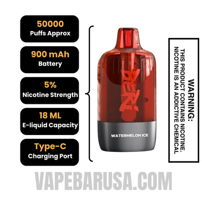 Watermelon Ice Beri Cliq 50K Disposable Vape Pod Specifications