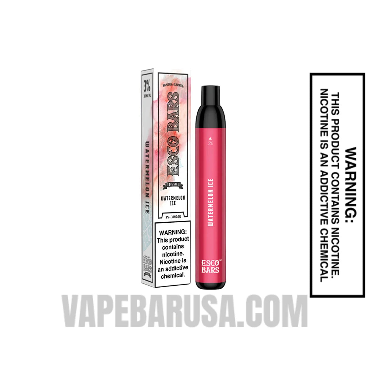 Watermelon Ice Esco Bars 2500 Puffs Disposable Vape With Bundle Pack