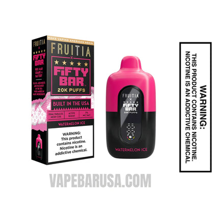 Watermelon Ice Fruitia X Fifty Bar 20K Disposable Vape With Package Box