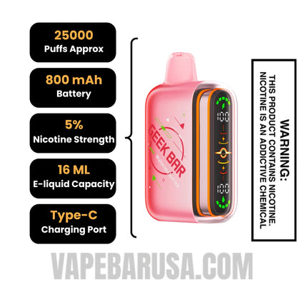 Watermelon Ice Geek Bar Pulse 2 Disposable Vape Specifications