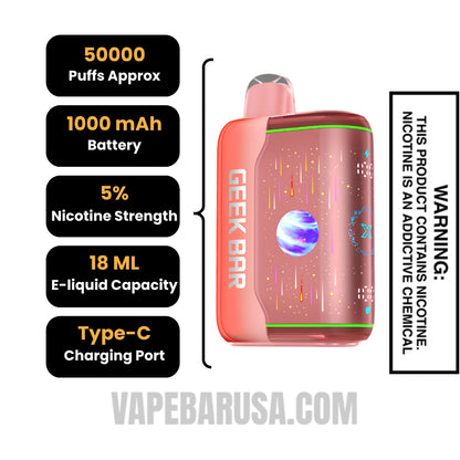 Watermelon Ice Geek Bar Pulse X2 Disposable Vape Specifications