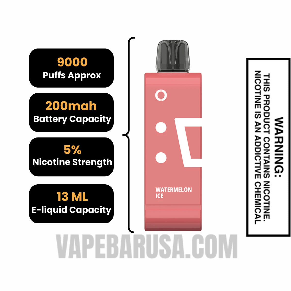 Watermelon Ice Off Stamp SW9000 Disposable Pod Specifications