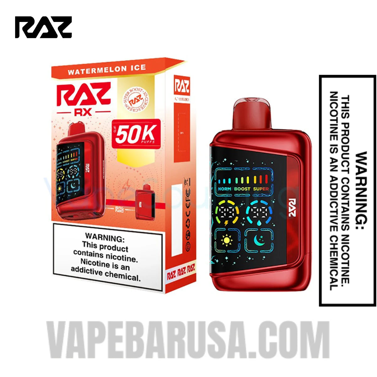 Watermelon Ice RAZ RX50K Disposable Vape With Package Box