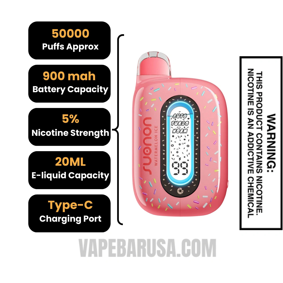 Watermelon Ice Suonon Donete 50k Disposable Vape Specifications