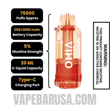 Watermelon Icy VIHO Shadow 75K Vape Pod Specifications