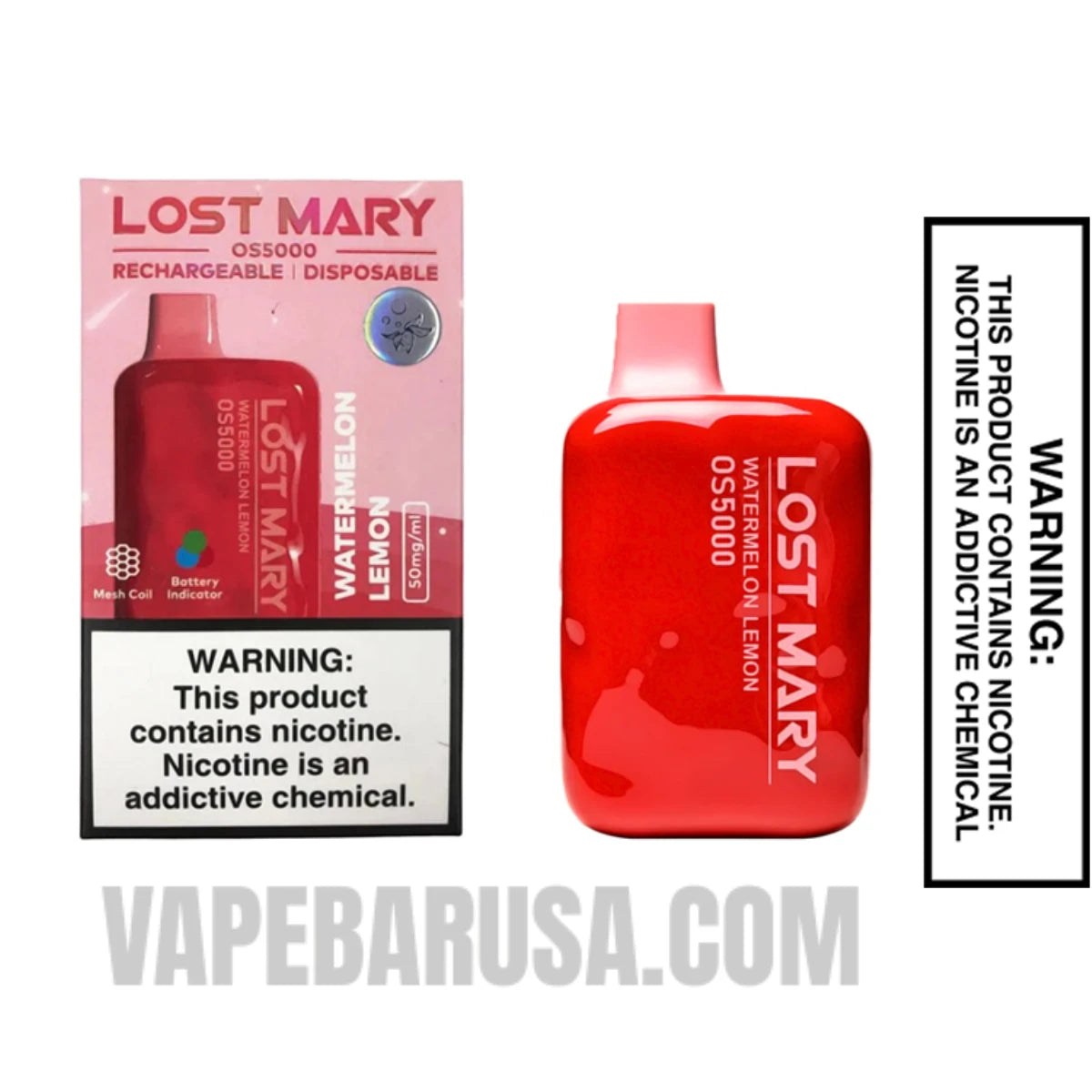 Watermelon Lemon Lost Mary OS5000 Vape With Package Box