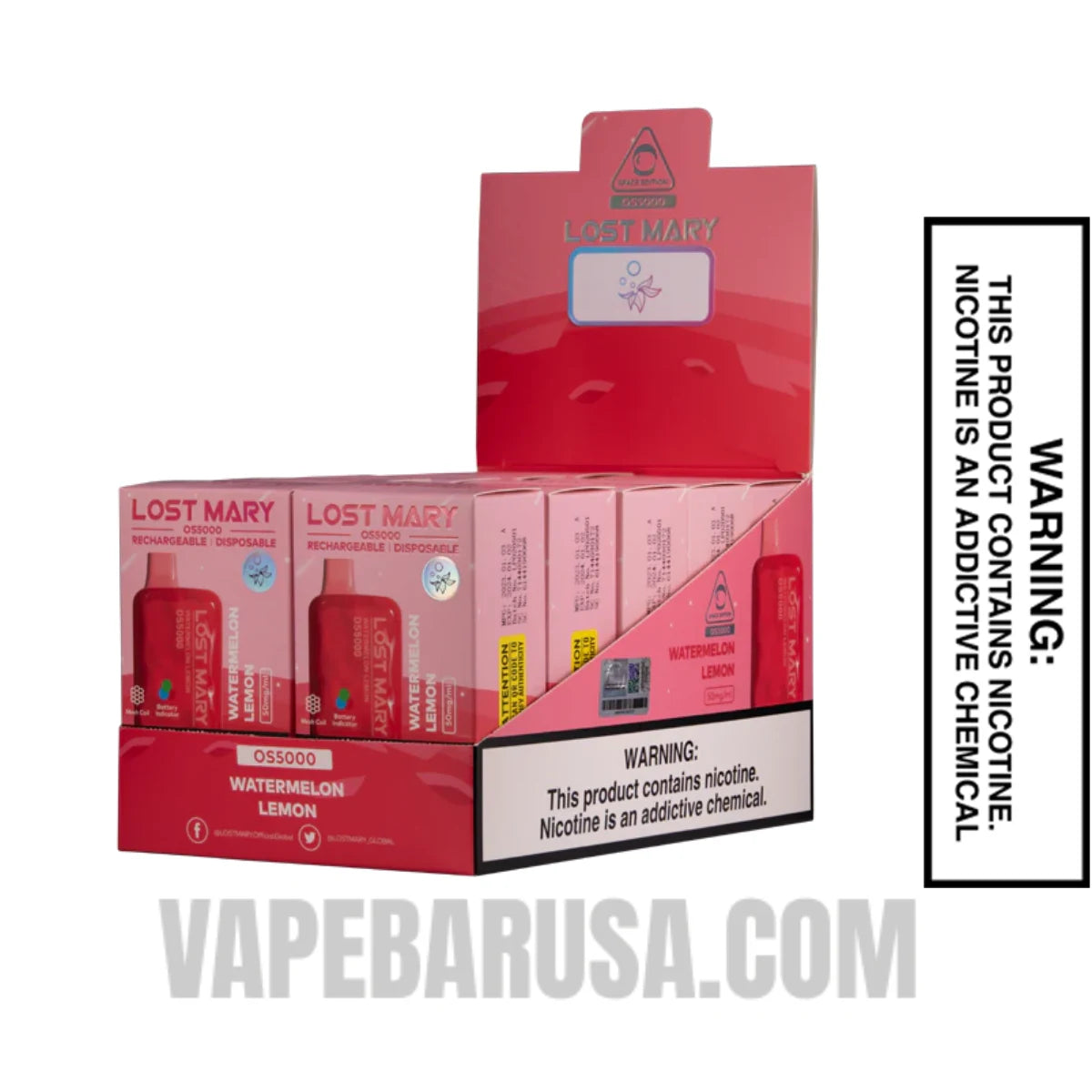 Watermelon Lemon Lost Mary OS5000 Vape With Bundle Pack