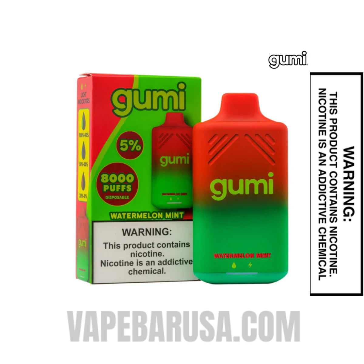 Watermelon Mint Gumi Bar Disposable Vape 8000 Puffs With Package Box