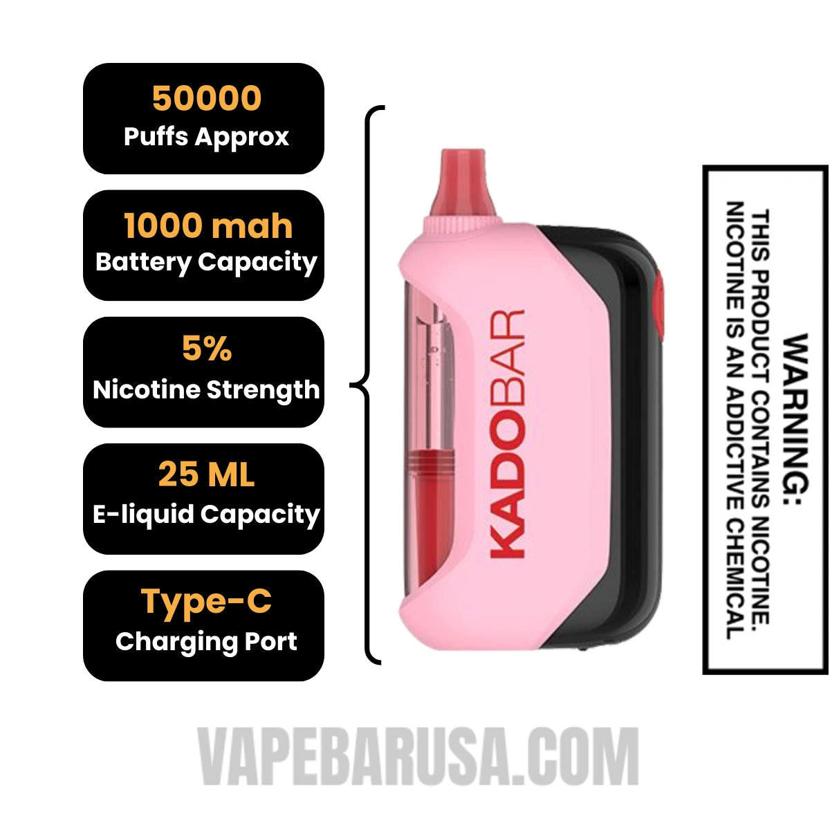 Watermelon Slushy Kado Bar Drip 50K Disposable Vape Specifications