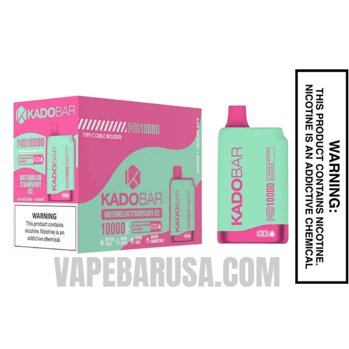 Watermelon Strawberry Ice Kado Bar KB10000 Disposable Vape With Bundle Pack