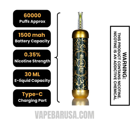 Watermelon Strawberry Melon OLIT Hookalit Pro 60K Disposable Vape Specifications
