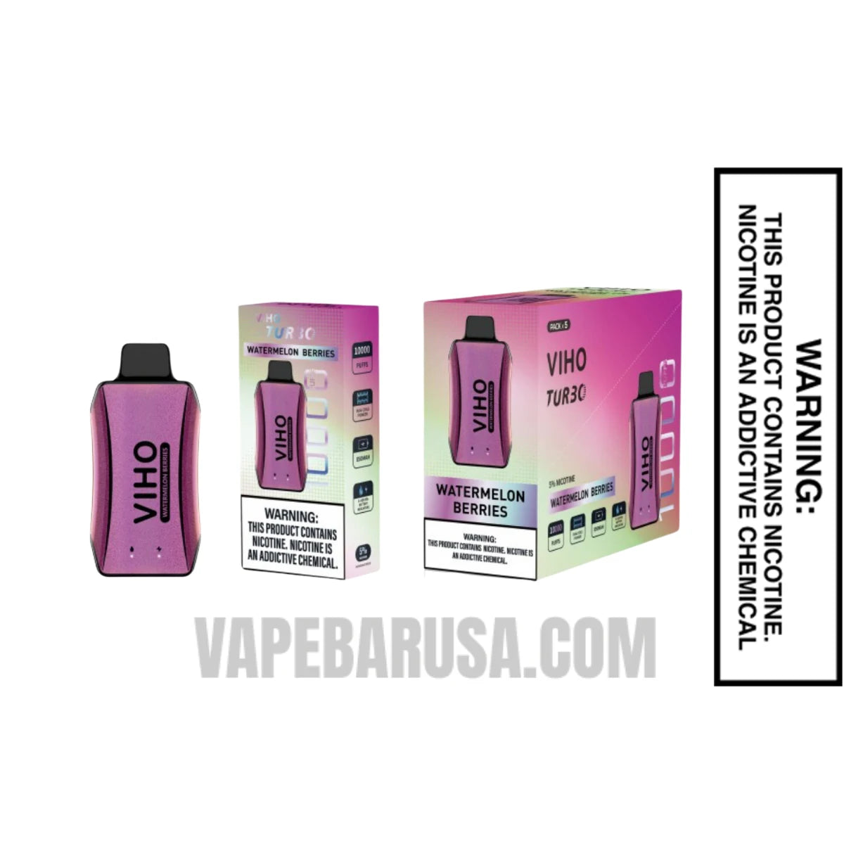 Watermelon Berries VIHO Turbo Vape 10000 Puffs With Bundle Pack