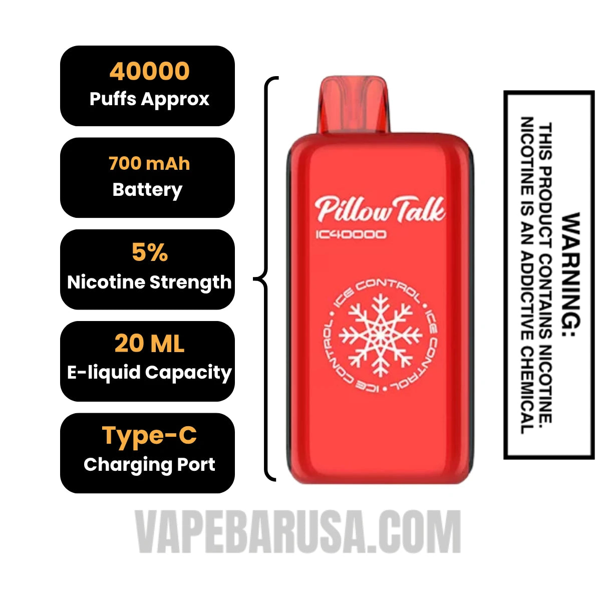Watermelon Ice Pillow Talk IC40000 Disposable Vape Specifications
