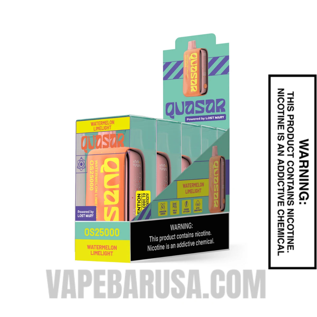 Watermelon Limelight Lost Mary Quasar OS25000 Disposable Vape With Bundle Pack
