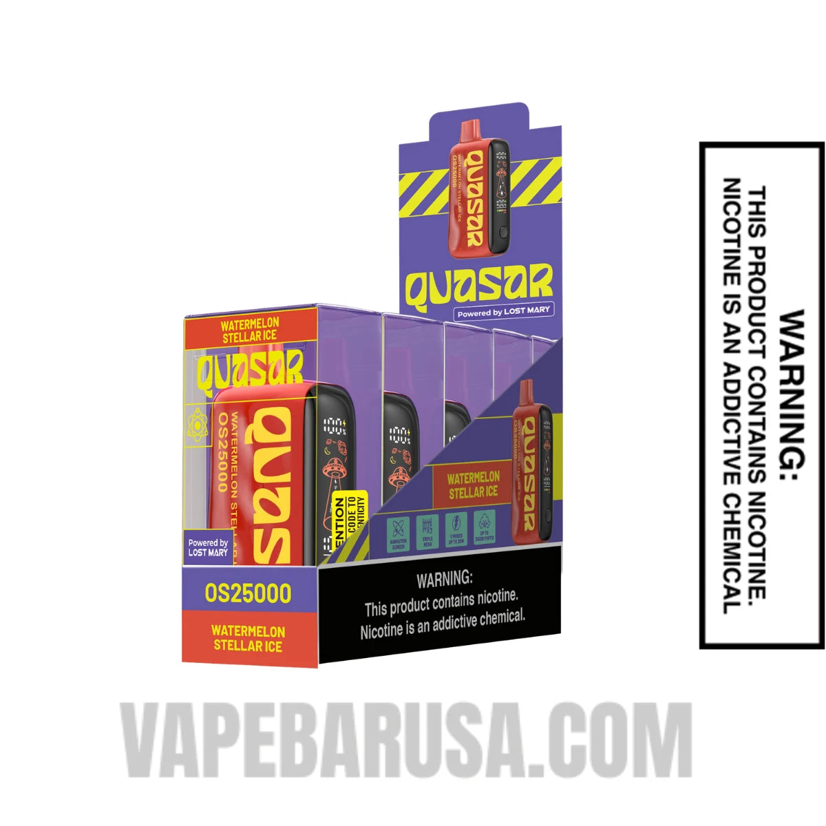 Watermelon Stellar Ice Lost Mary Quasar OS25000 Disposable Vape With Bundle Pack