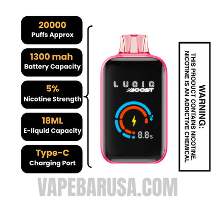 Watermelonbbi Lucid Boost 20123 Disposable Vape Specifications