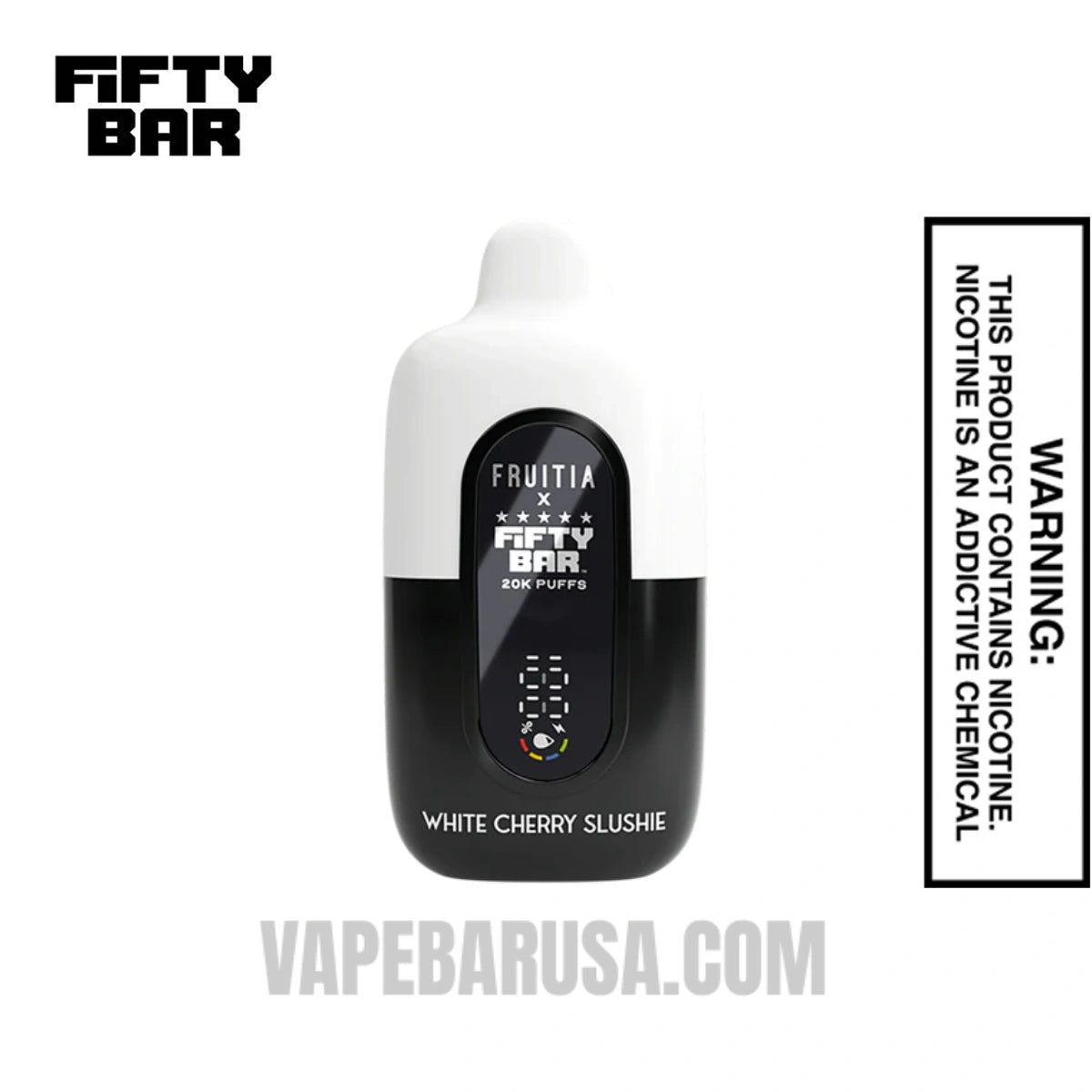 White Cherry Slushie Fruitia X Fifty Bar 20K Disposable Vape