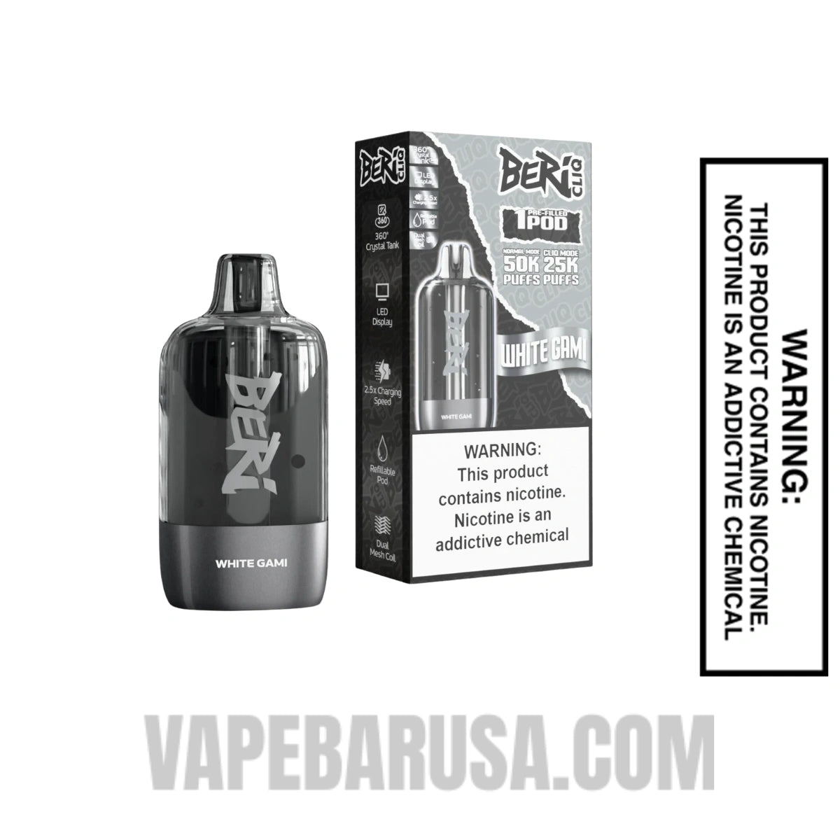 White Gami Beri Cliq 50K Disposable Vape Pod With Package Box