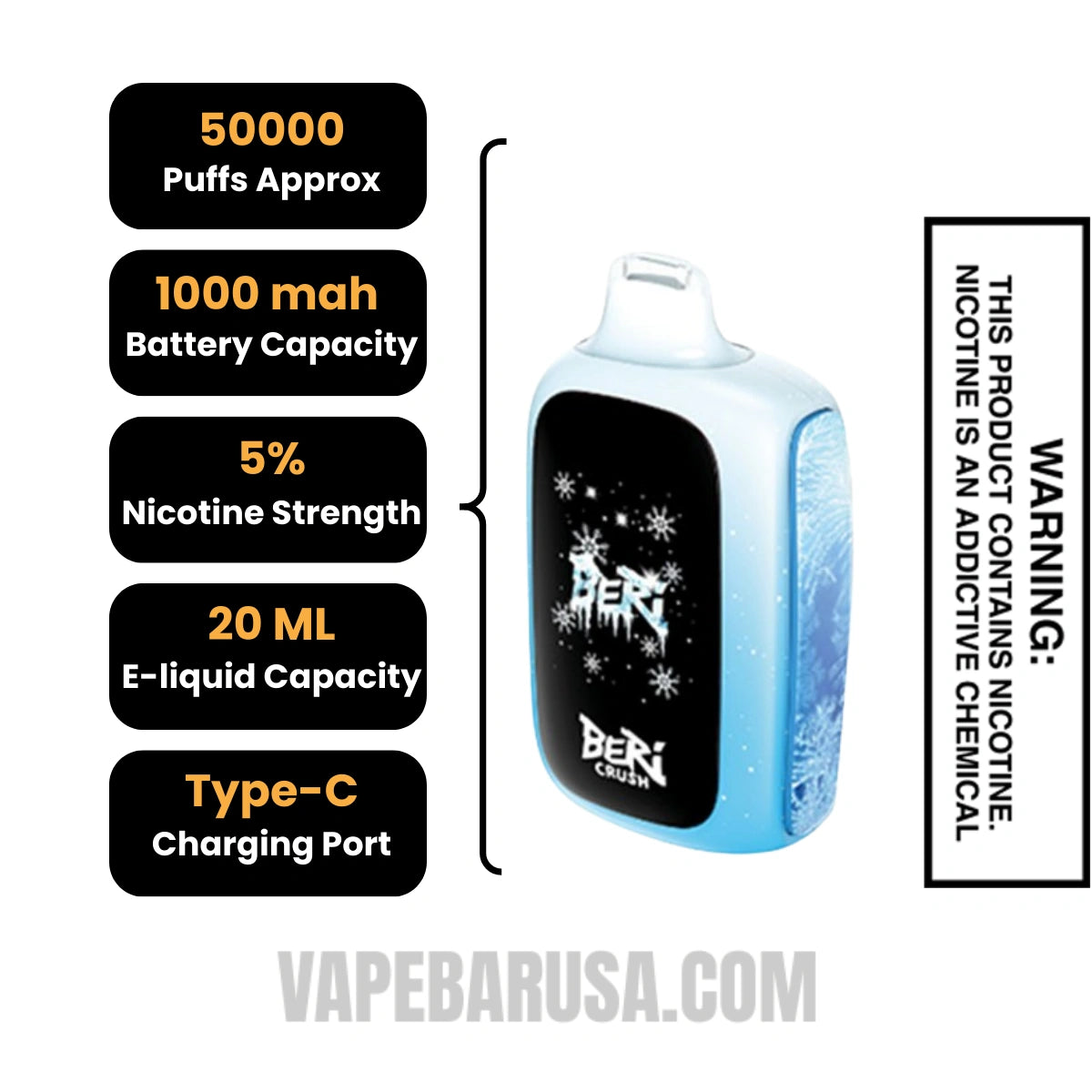 White Gami Beri Crush 50K Disposable Vape Specifications