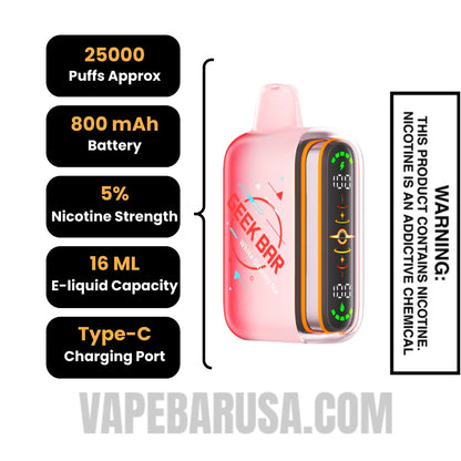 White Gummy Ice Geek Bar Pulse 2 Disposable Vape Specifications