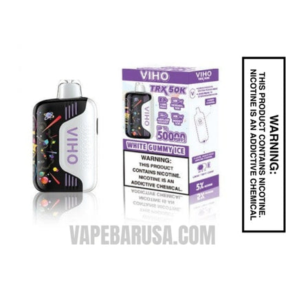 White Gummy Ice VIHO TRX 50K Disposable Vape With Package Box