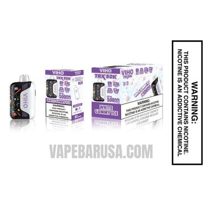 White Gummy Ice VIHO TRX 50K Disposable Vape With Bundle Pack