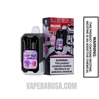 White Gummy Rifbar MixPro Sweet 40K Disposable Vape with Package Box 