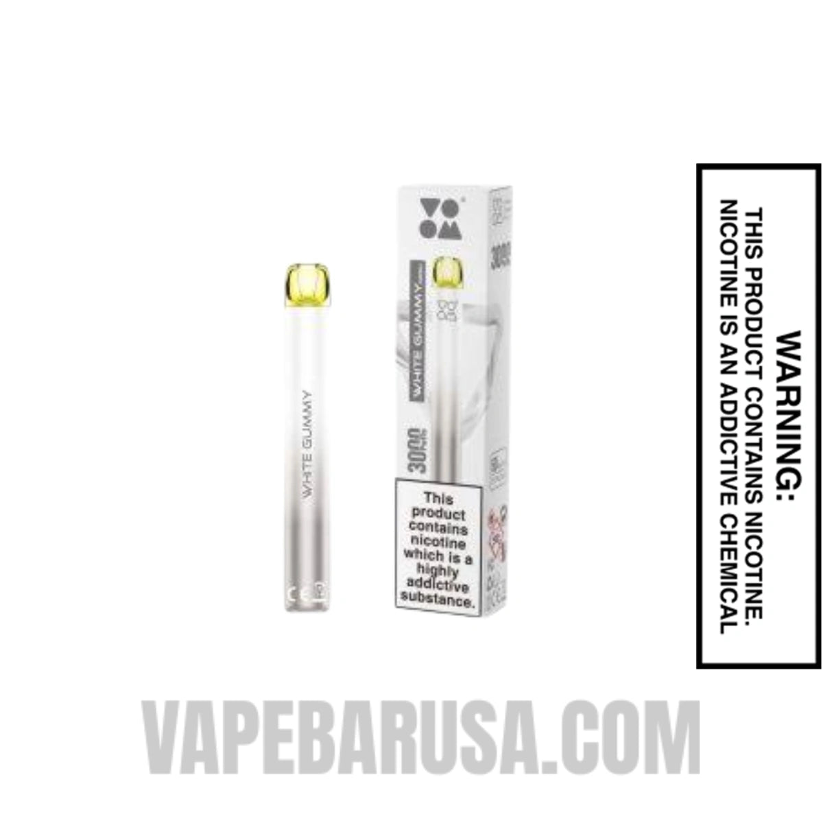 White Gummy Voom Mesh 3000 Puffs Disposable Vape With Package Box