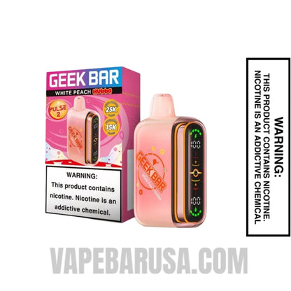 White Peach Geek Bar Pulse 2 Hubba Edition Disposable Vape With Package Box
