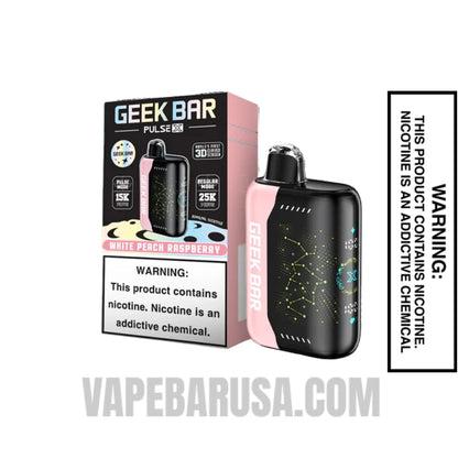 White Peach Raspberry Geek Bar Pulse X Disposable Vape With Package Box 