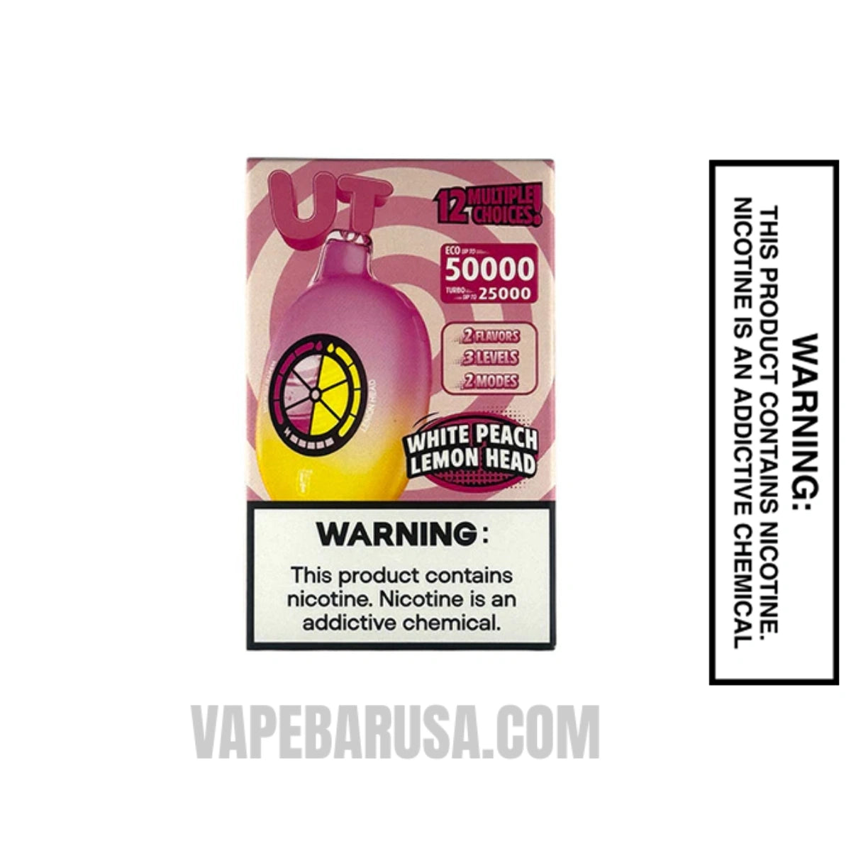 White Peach/Lemon Head Flum UT Bar 50K Disposable Vape with package box