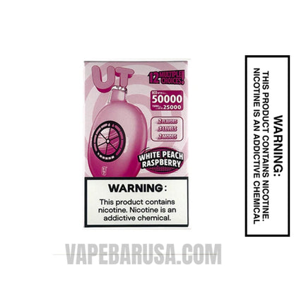 White Peach/Raspberry Flum UT Bar 50K Disposable Vape with package box