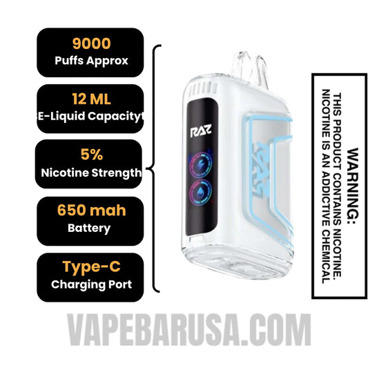 White Yummy Grape RAZ TN9000 Disposable Vape