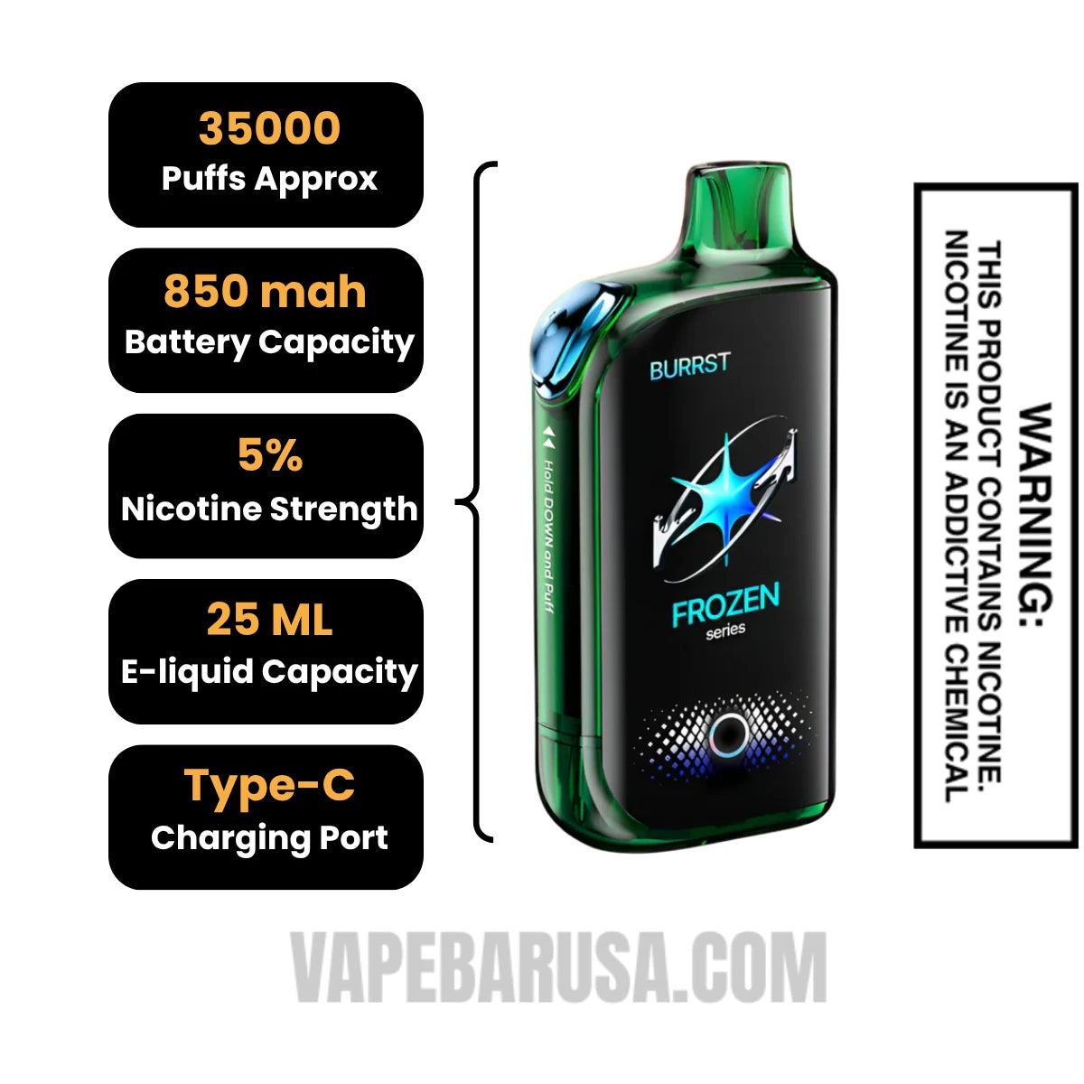 White Grape Fasta Burrst 35000 (Frozen Series) Vape Specifications