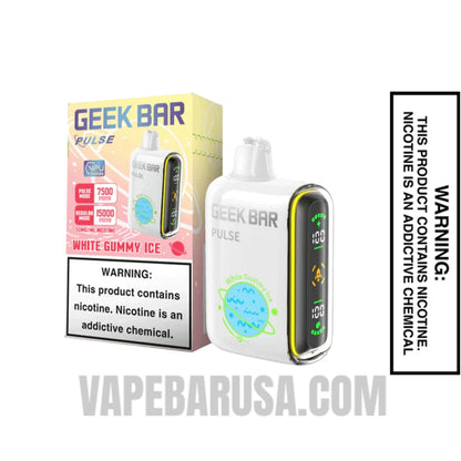 White Gummy Ice Geek Bar Pulse Disposable Vape with Package Box