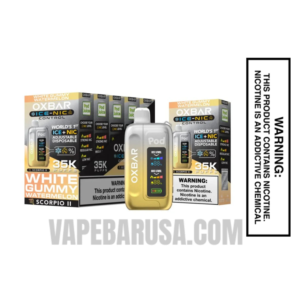 White Gum my Watermelon OXBAR Ice-Nic Control Disposable Vape With Bundle Pack