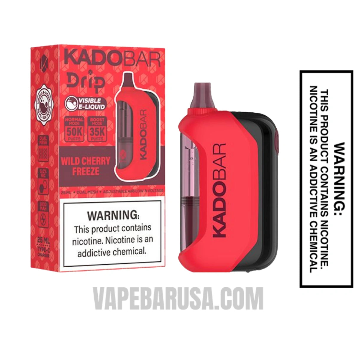 Wild Cherry Freeze Kado Bar Drip 50K Disposable Vape With Package Box