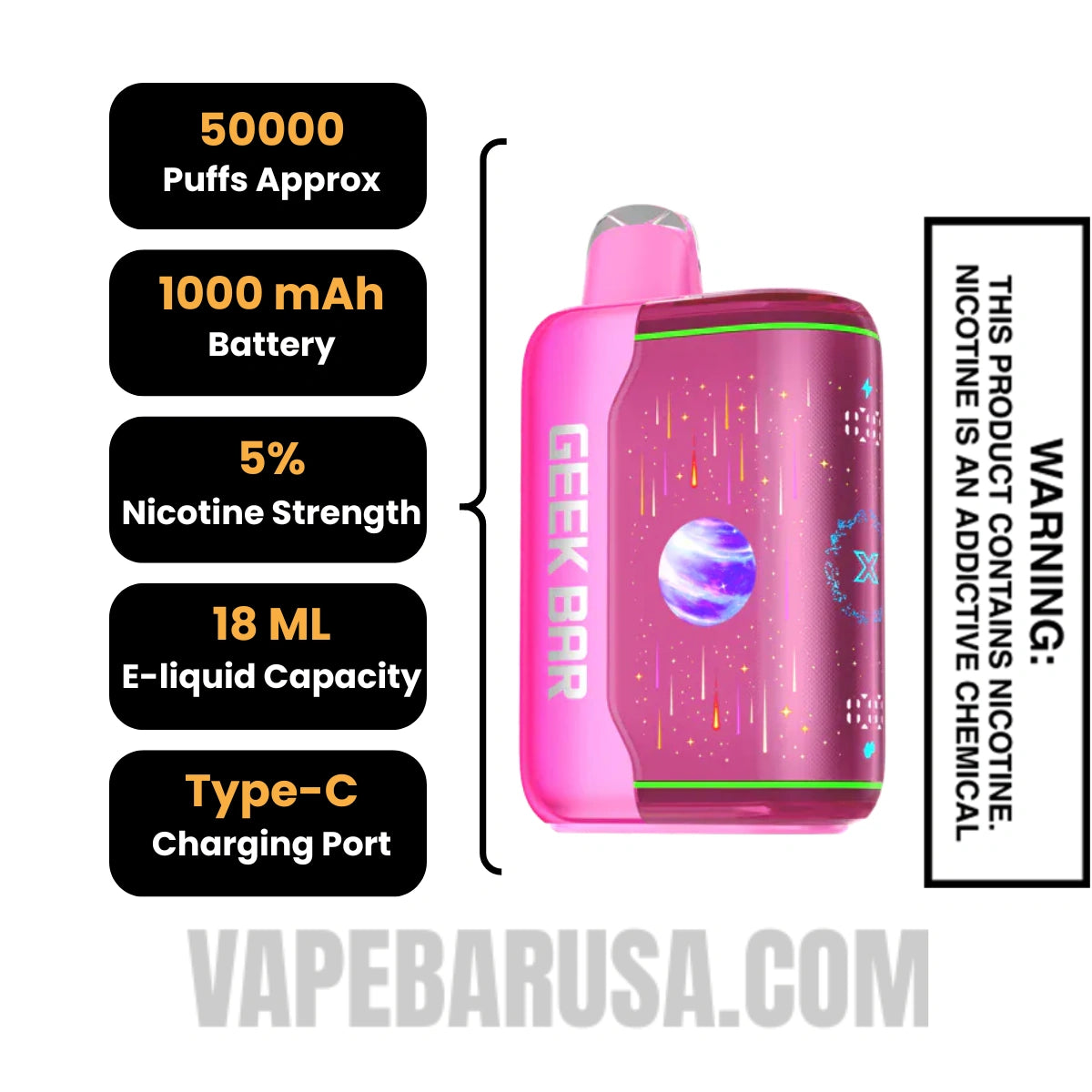 Wild Cherry Slush Geek Bar Pulse X2 Disposable Vape Specifications