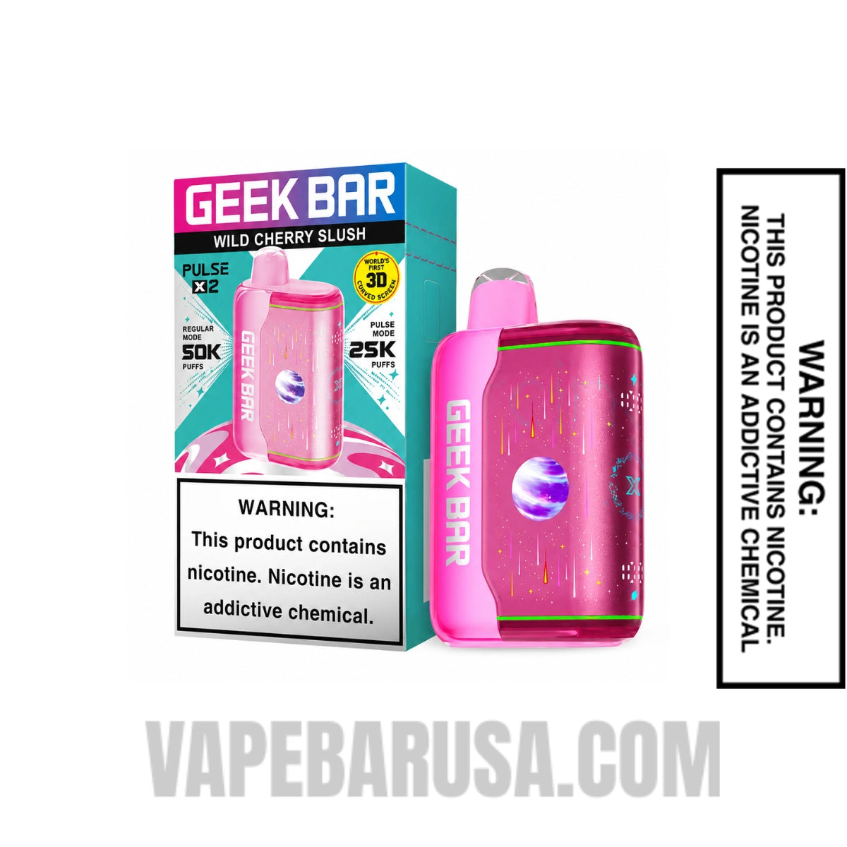 Wild Cherry Slush Geek Bar Pulse X2 Disposable Vape With Package Box