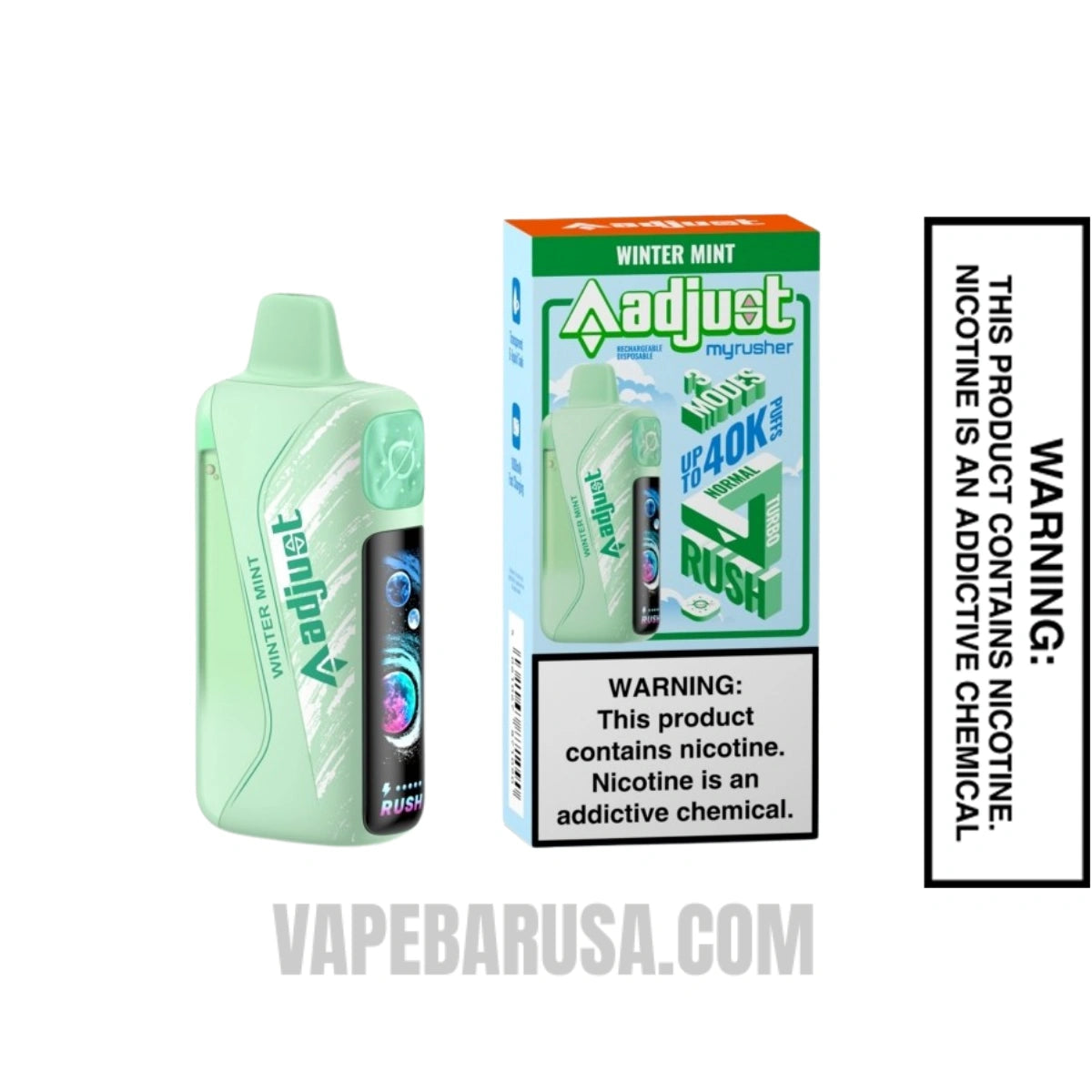Winter Mint Adjust MyRusher 40K Disposable Vape with Package Box