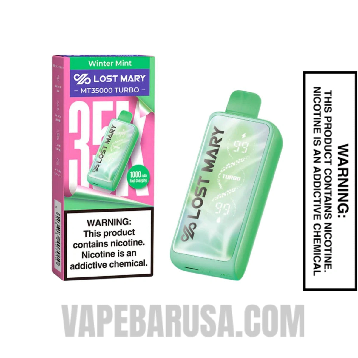 Winter Mint Lost Mary MT35000 Disposable Vape - 0% Nic With Package Box