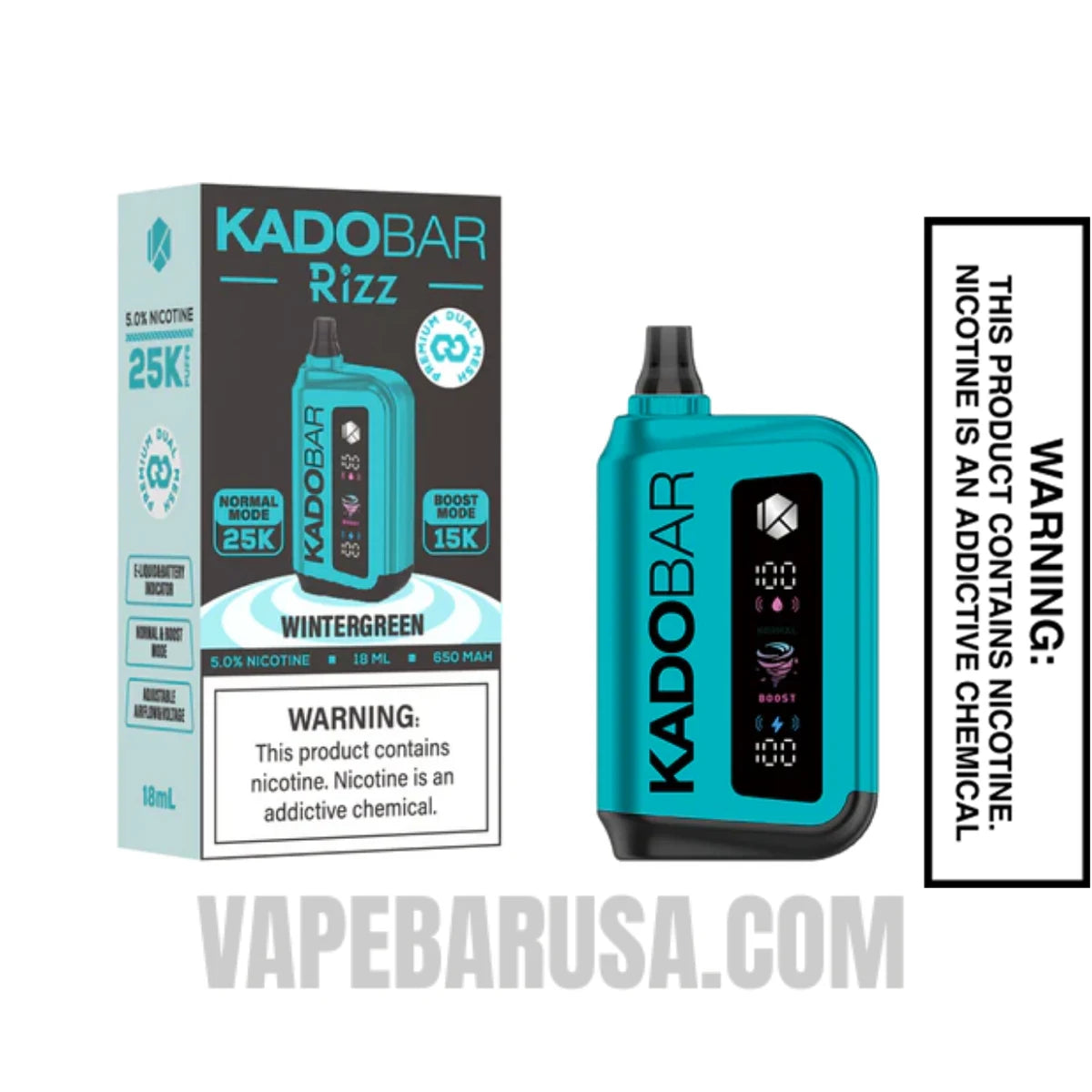 Wintergreen Kado Bar Rizz 25000 Disposable Vape With Package Box