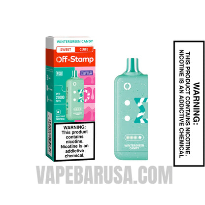 Wintergreen Candy Off Stamp Sweet Cube 25K Disposable Pod With Package Box