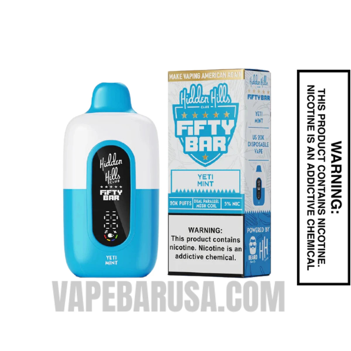 Yeti Mint Hidden Hills X Fifty Bar 20K Vape With Package Box